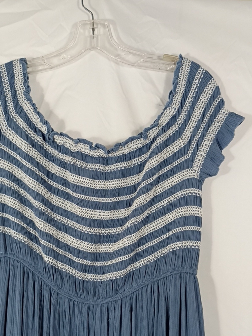 NWT Tantrums Ah Blue Chambray Maxi Dress Size XL Smocked Bodice - Picture 3 of 9